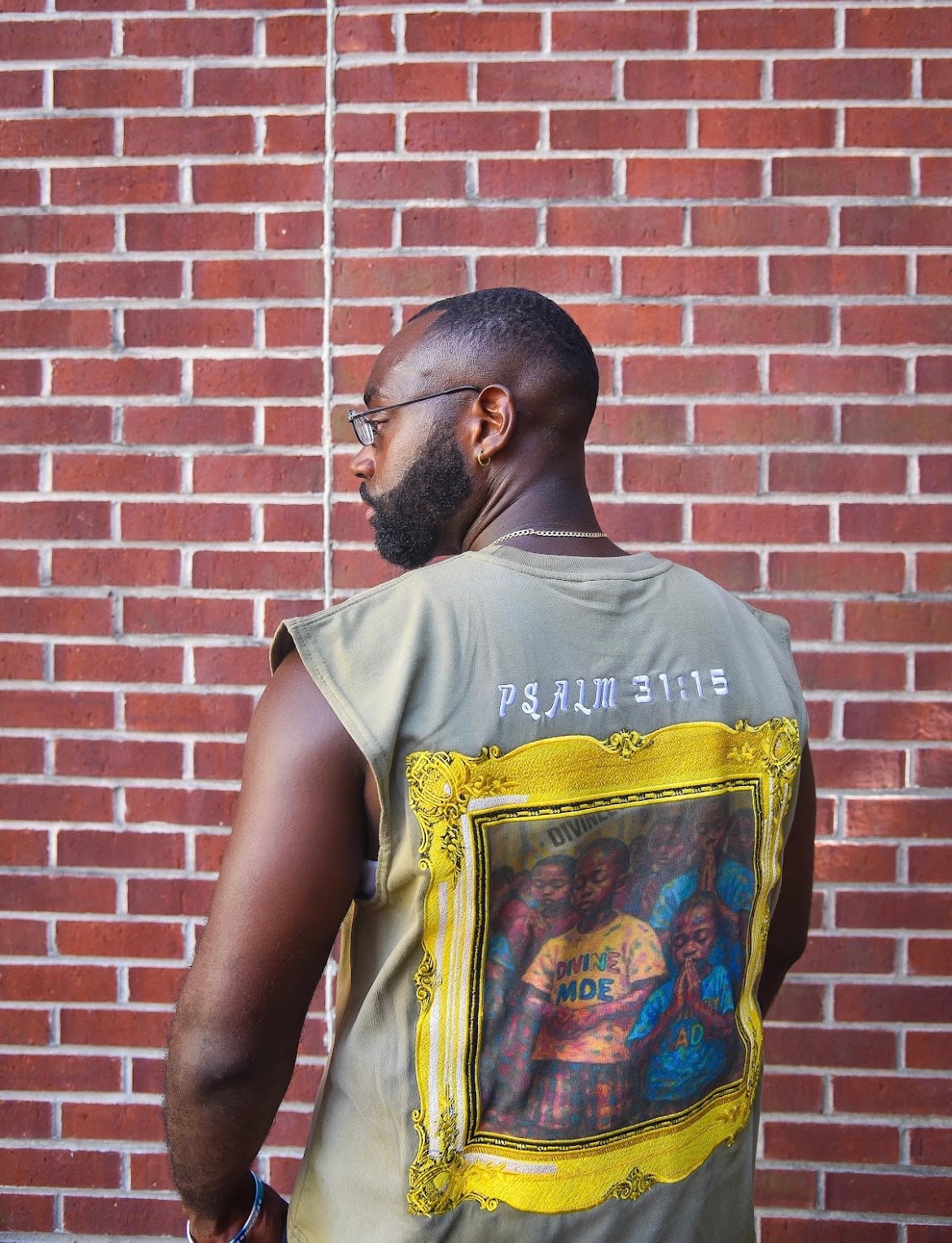 Branded By God “ Sleeveless Olive green Tee”