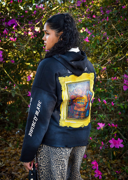 All black “Branded by God” hoodie French terry cotton