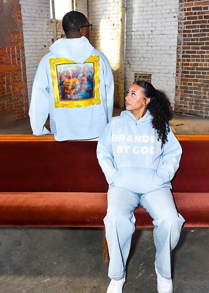 Light Blue “Branded by God” Hoodie French Terry Cotton