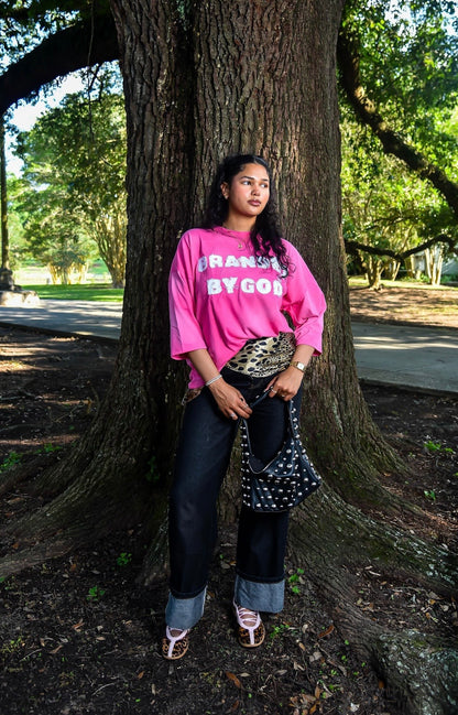 Pink Branded By God Tee