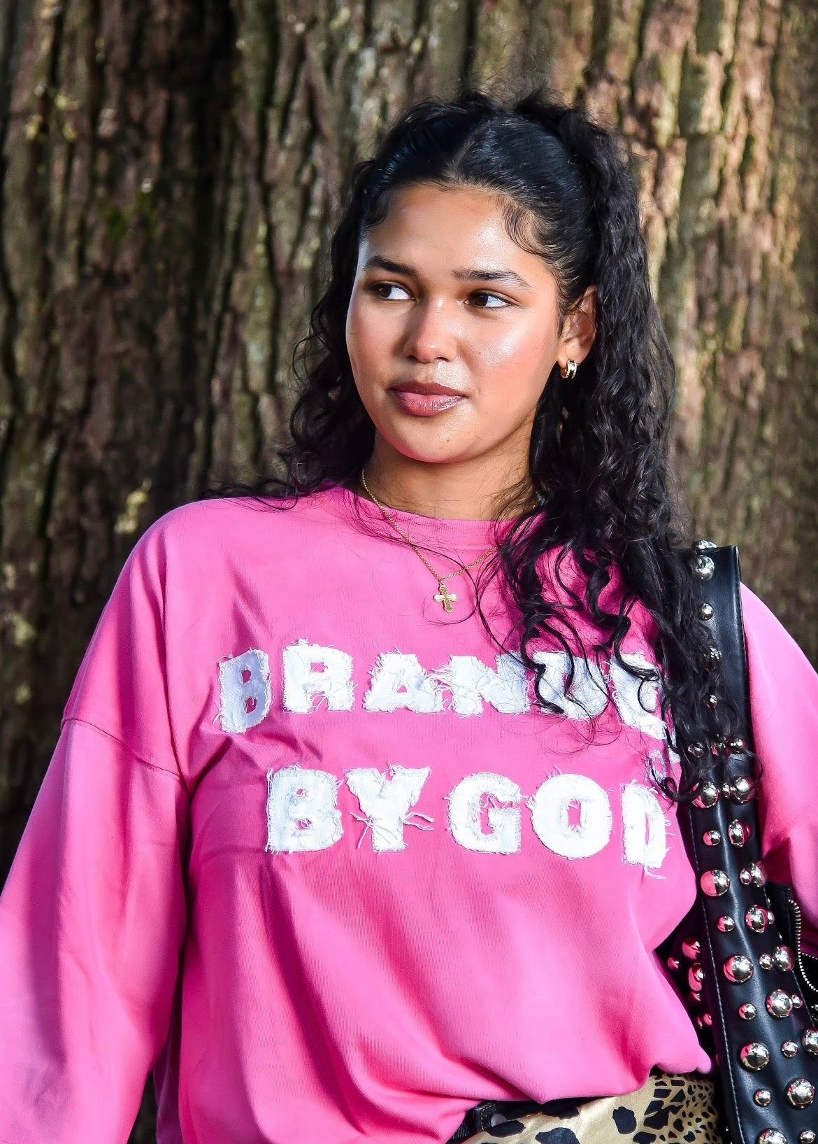 Pink Branded By God Tee