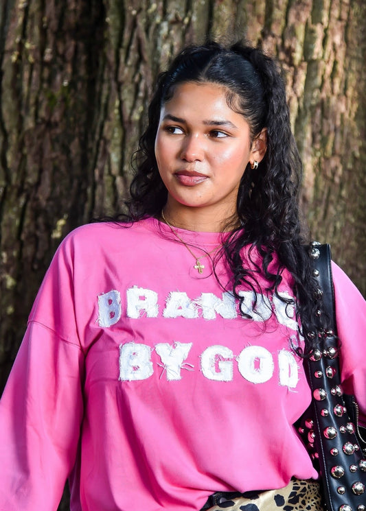 Pink Branded By God Tee